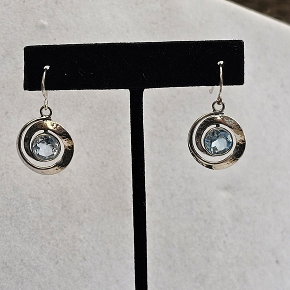 PZ Israel 925 Silver Blue Topaz Earrings - Picture 7 of 10